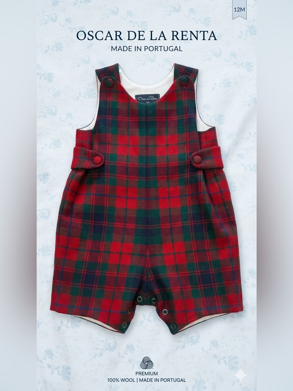 Oscar de la Renta Vintage 100% Wool Plaid Romper 12M